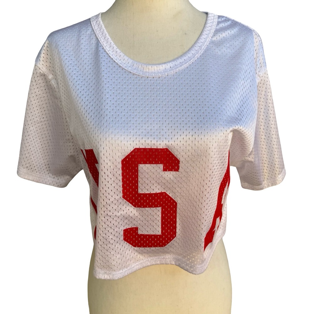 Oboe USA Mesh Jersey Crop Top USA Graphic Athletic Streetwear Americana White M